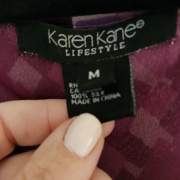 Karen Kane Purple Print Body Con Long Dress Size Medium - Picture 2 of 3